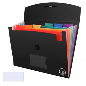 Denozer 7 Pocket Accordian File Folders, Expanding File Folder A4 Letter Size Paper Portable Document Organizer-Black